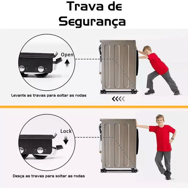 Suporte Universal com Rodinhas para Arrastar Geladeira, Fogões e Móveis