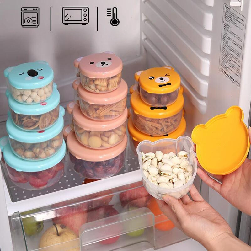 Jogo de Potes Armazenar Alimentos Lancheira Ursinho – Kit com 4