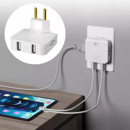 Adaptador de Tomada Articulado Com Entrada Usb-c e 4 Portas - Praticidade e Conectividade