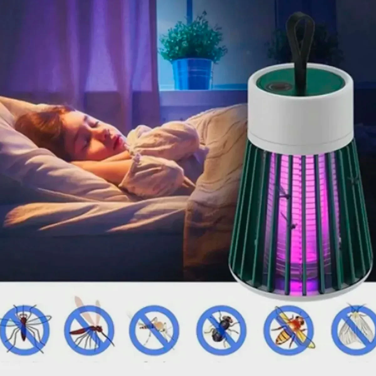 Mata Moscas Mosquito Pernilongo Luminária LED Ultravioleta USB com Alça