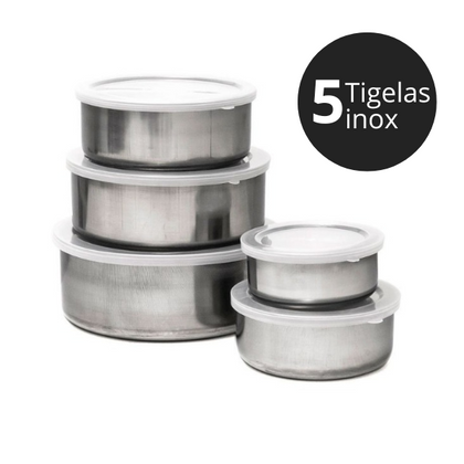 Conjunto de Tigelas em Aço Inox Premium 5 Peças Saladas Guarnições