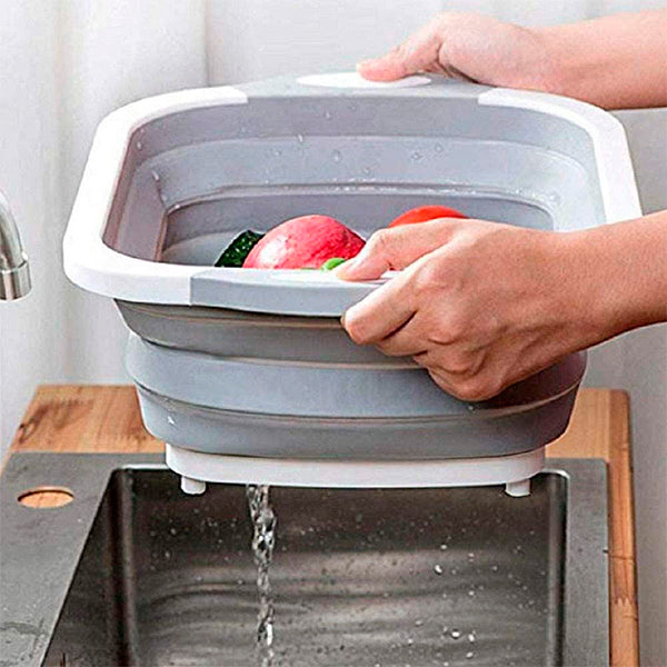 MagicPlus Tábua de Carnes, Cesto Escorredor e Bacia em Silicone Dobrável 3 em 1