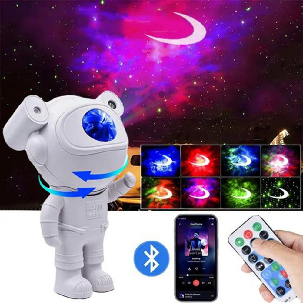 Projetor Astronauta Estelar Com Som Bluetooth - Luz Noturna Galáctica