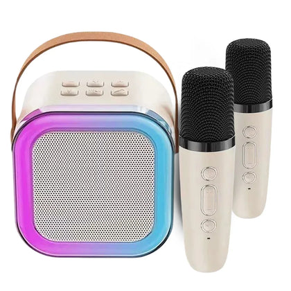 Caixa de Som Karaokê Bluetooth Led Com 2 Microfones Sem Fio