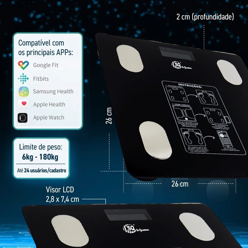 Balança Corporal Inteligente Com Bioimpedância e Conexão Bluetooth – Controle Total da Sua Saúde
