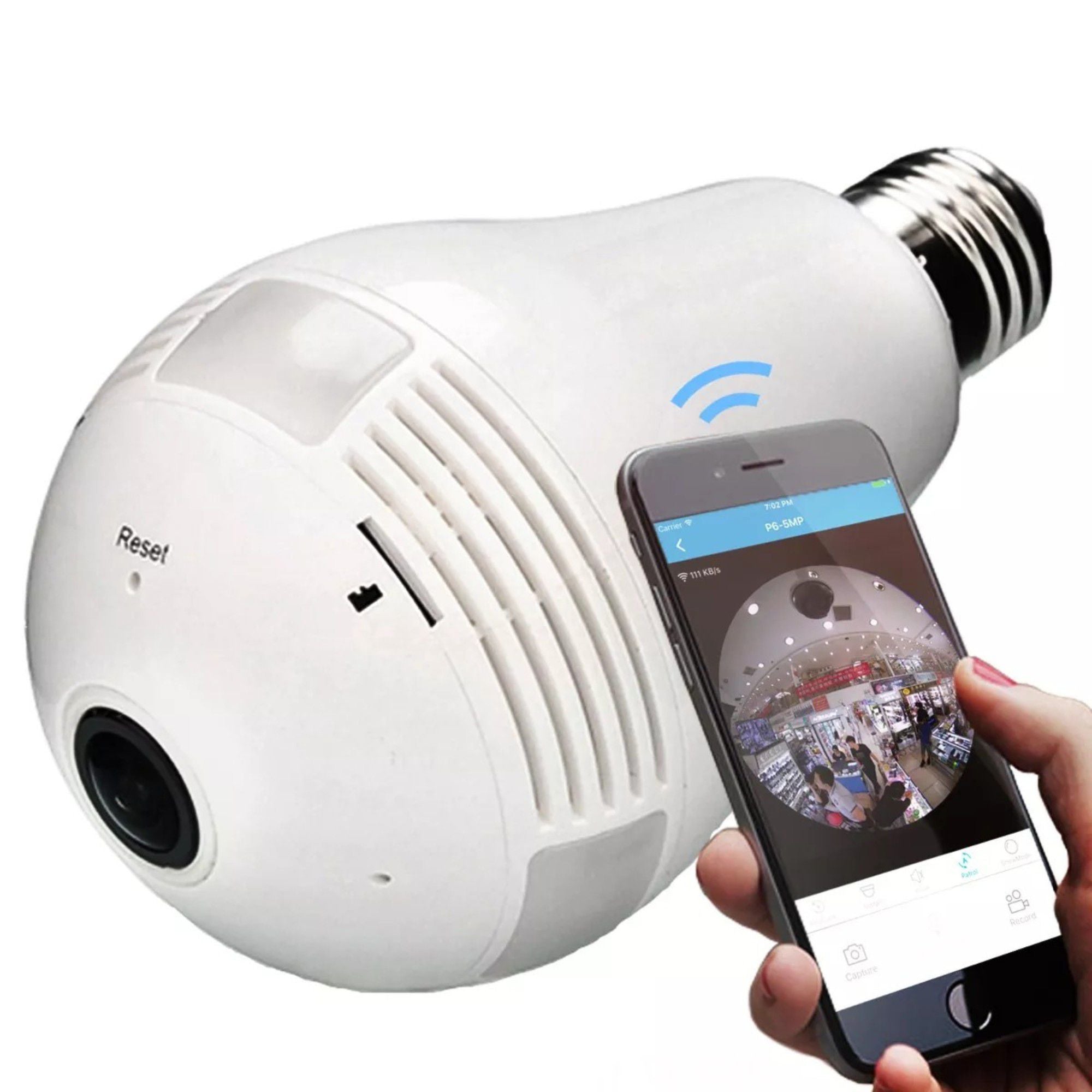 Câmera Lâmpada Espiã IP Wifi Segurança Visão 360 Microfone e Alto-falante V380