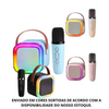 Caixa de Som Karaokê Bluetooth Led Com 2 Microfones Sem Fio