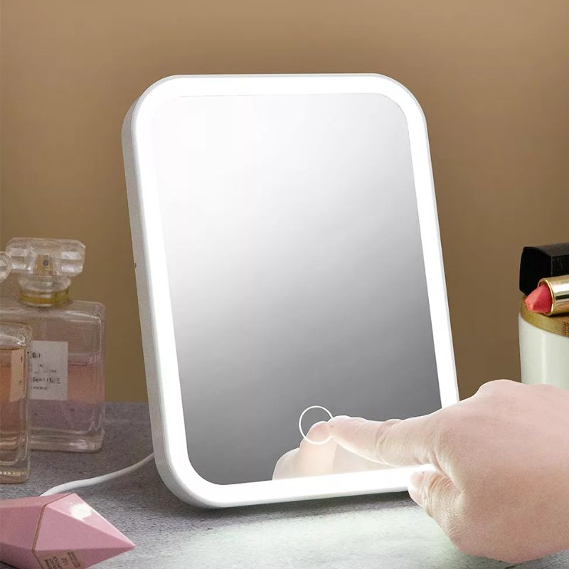 Espelho Touch Com Luz Led – Compacto, Moderno e Pronto Para Viajar