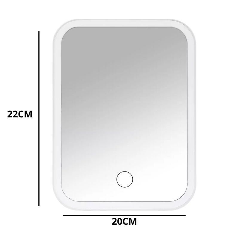 Espelho Touch Com Luz Led – Compacto, Moderno e Pronto Para Viajar