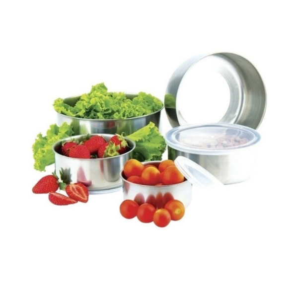 Conjunto de Tigelas em Aço Inox Premium 5 Peças Saladas Guarnições