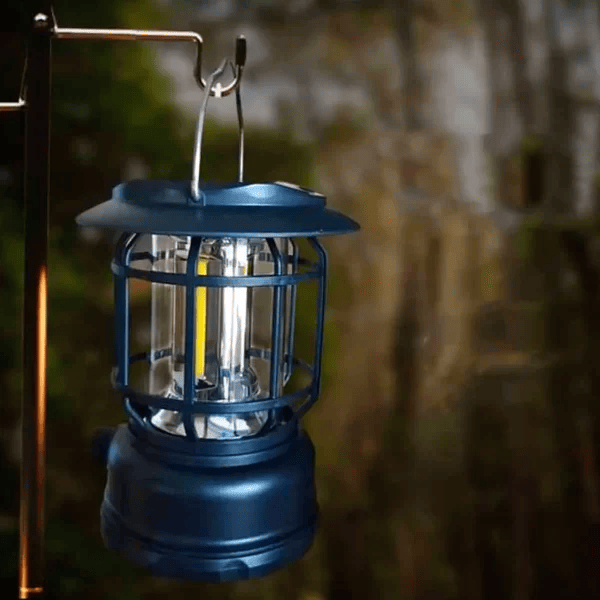 Lanterna Lampião Luminária LED Cob Recarregável Usb e Energia Solar Camping Pesca e Aventura