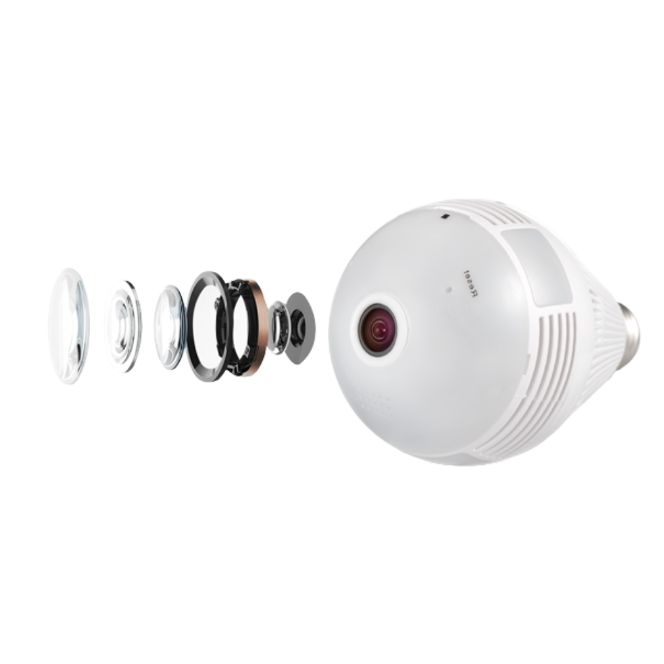 Câmera Lâmpada Espiã IP Wifi Segurança Visão 360 Microfone e Alto-falante V380