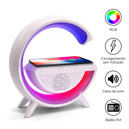 Caixa de Som, Carregador e Luminária Multifuncional Bluetooth