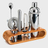 Kit Completo Coqueteleira Profissional 550ml com 12 peças aço inox e suporte Premium