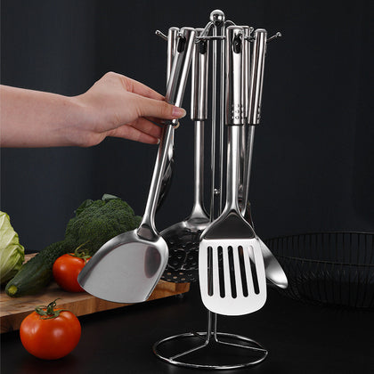 Conjunto Utensílios 7 peças Inox Linha Premium com Suporte de Brinde