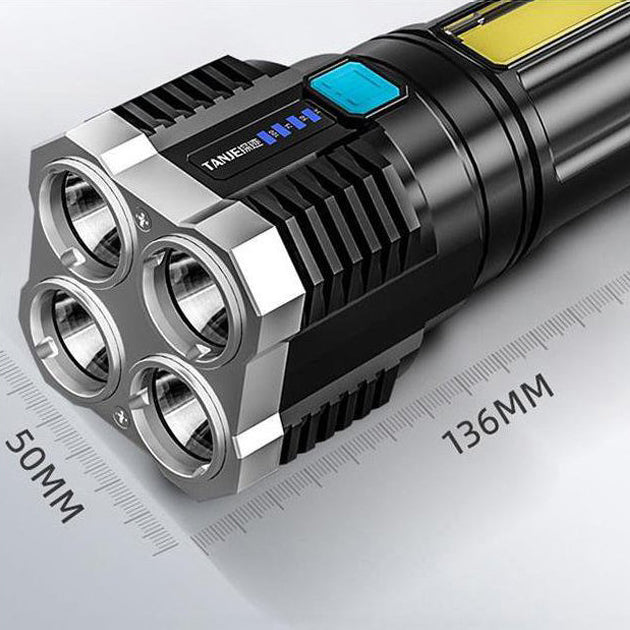 Lanterna Led USB 4 Núcleos à Prova D’água  Potente Recarregável