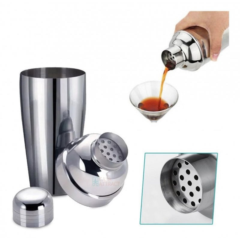 Kit Completo Coqueteleira Profissional 550ml com 12 peças aço inox e suporte Premium