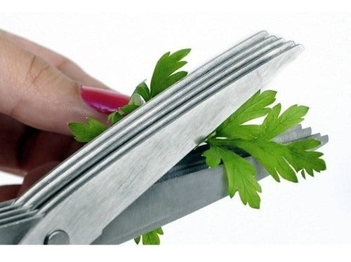 Tesoura Para Cortar Picar Ervas E Temperos 5 Lâminas Cozinha