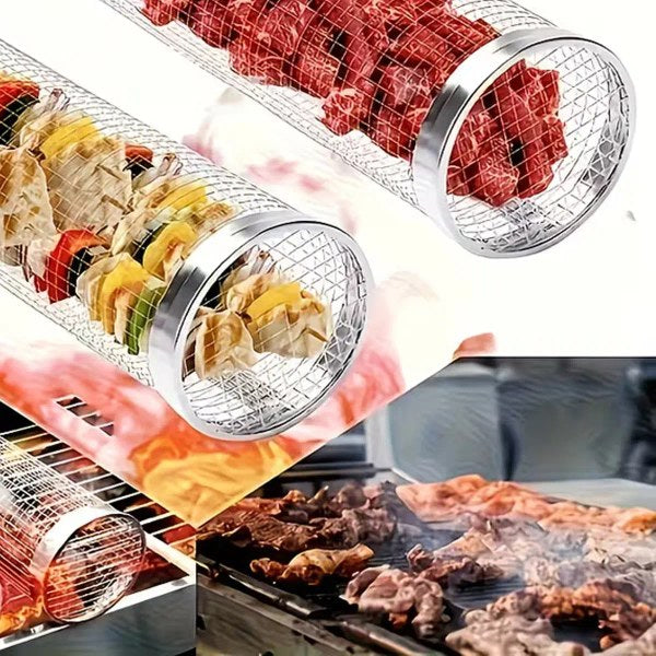 Grelha Tambor Giratório para Carnes, Legumes e Pão de Alho