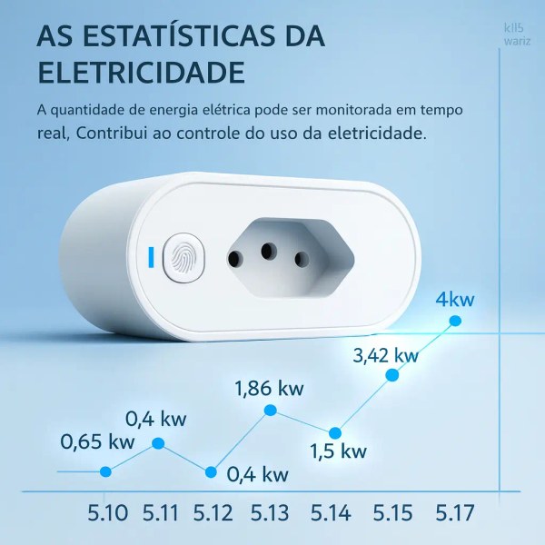 Tomada Inteligente Wi-Fi 110V-220V com Alexa e Google Home para Automação Residencial