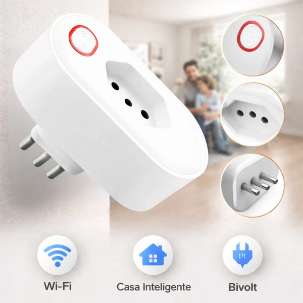 Tomada Inteligente Wi-Fi 110V-220V com Alexa e Google Home para Automação Residencial