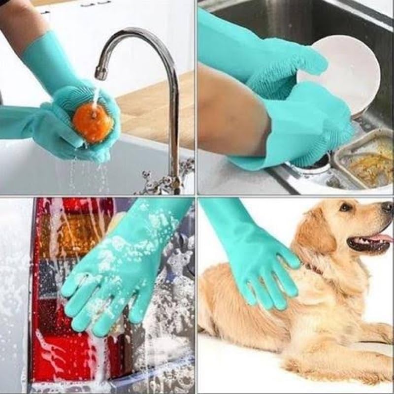 [2 Pares ] Luva de Silicone Multiuso Limpeza Pet Louça