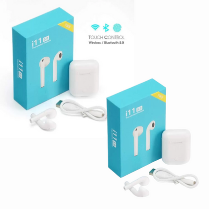 [2 Unidades] Fone de Ouvido Bluetooth 5.0 Sem Fio TWS i11 Recarregável Microfone Atende Ligação