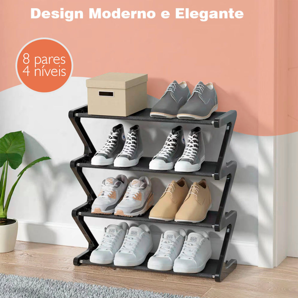 Sapateira Estante Porta Livros ZigZag 8 pares 4 Níveis – e-panelas