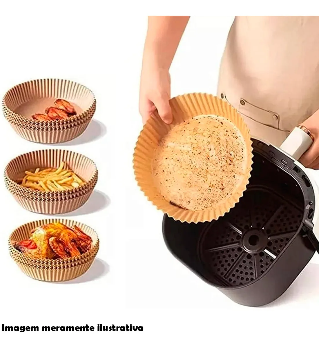 [100 Unidades] Formas Descartáveis para Assar Cozinhar Antiaderente para Airfryer