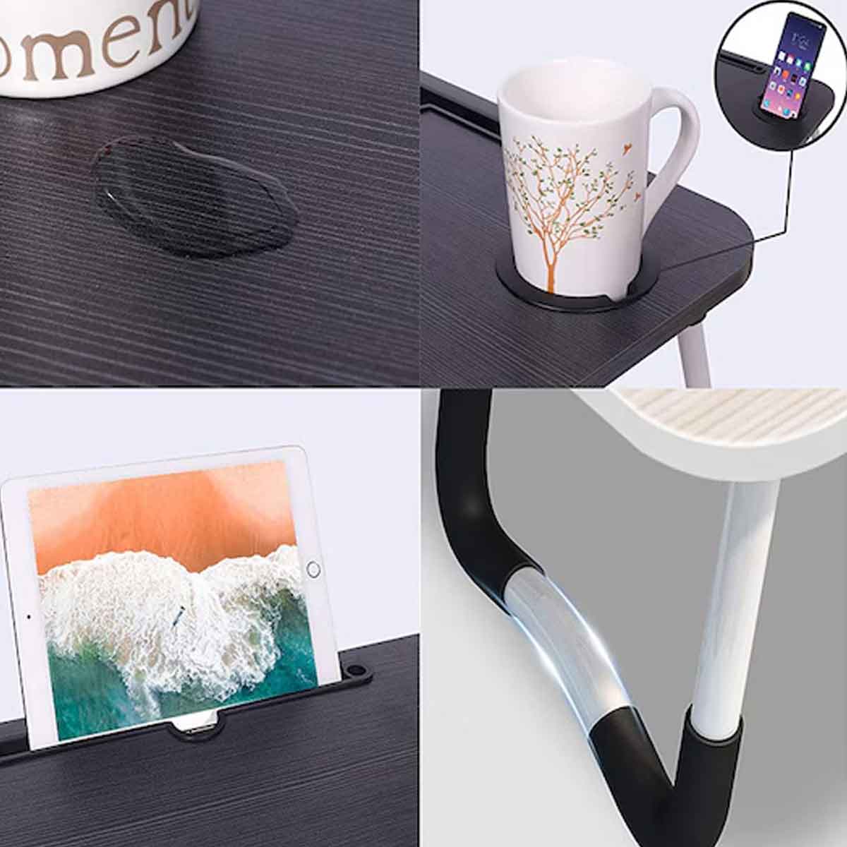 Mesa Dobrável para Notebook com Suporte para Tablet e Copo