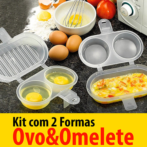 Forma de Ovos Omeleteira para Microondas Sem Gordura Kit 2 unid