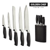 Conjunto Facas Golden Chef  6 peças Black Premium Inox com Cepo