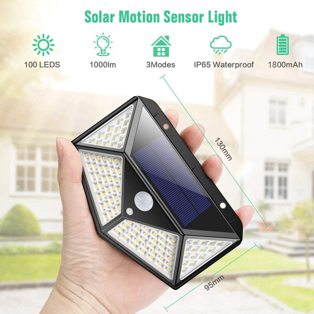 Luminária Solar Parede 100 Led´s Sensor Presença com 3 Funções