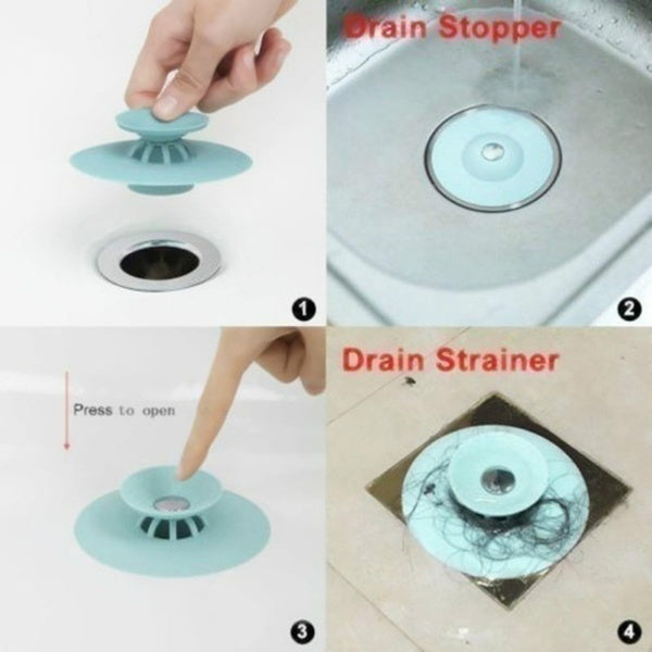 [Kit 5 Unidades] - FlexDrain Tampa Ralo de Silicone para Pia Ralo Tanque Cuba