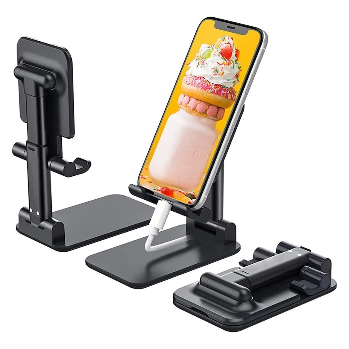 [2 Unidades] - Suporte Black Celular de Mesa Retrátil Móvel Tablet iPad Premium