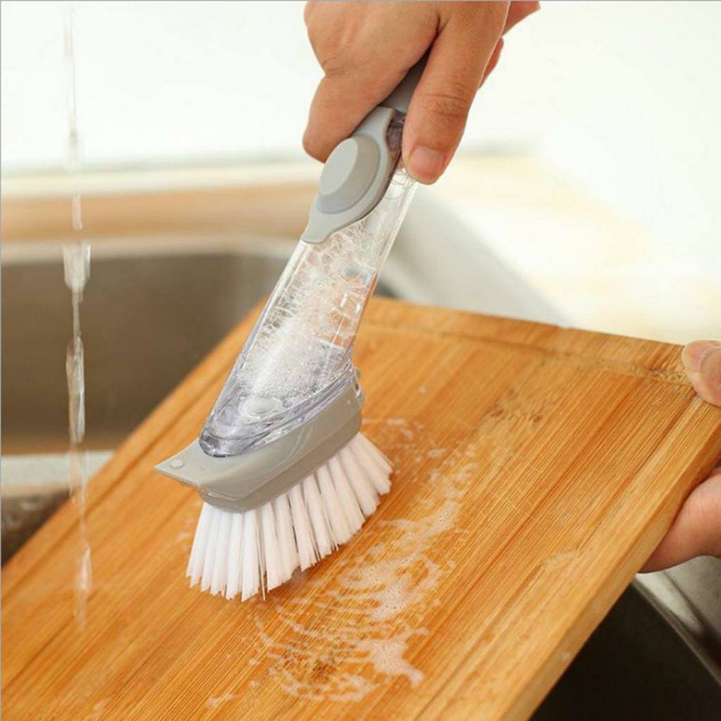 Escova Limpeza 2 em 1 Dispenser Detergente Esponja Cozinha CleanerMax