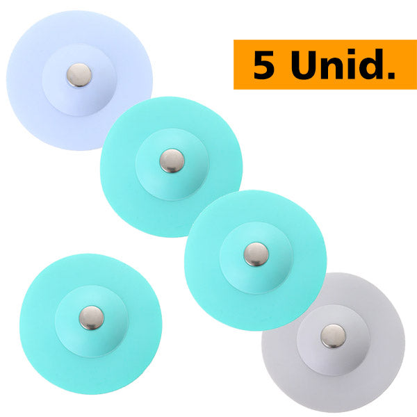 [Kit 5 Unidades] - FlexDrain Tampa Ralo de Silicone para Pia Ralo Tanque Cuba