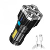 [2 Unidades] - Lanterna Led USB 4 Núcleos à Prova D’água  Potente Recarregável com Cabo