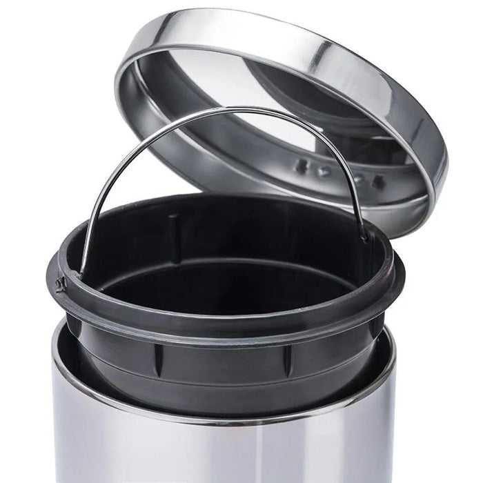 Kit Lixeira 5 litros e Escova Sanitária Aço Inox Premium [Fechamento SUAVE]