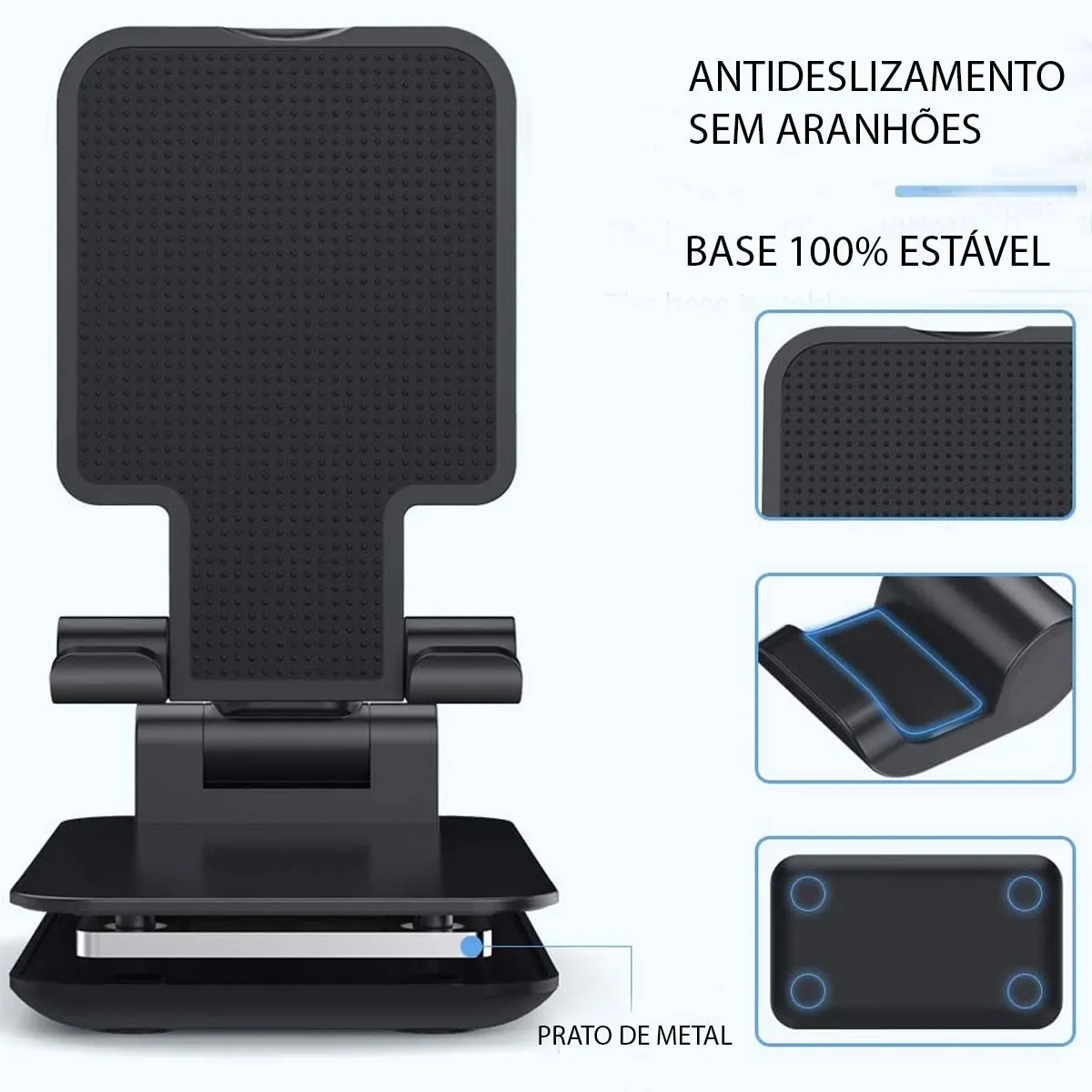 Suporte Black Celular de Mesa Retrátil Móvel Tablet iPad Premium