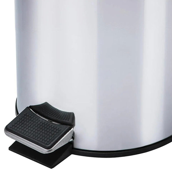 Kit Lixeira 5 litros e Escova Sanitária Aço Inox Premium [Fechamento SUAVE]