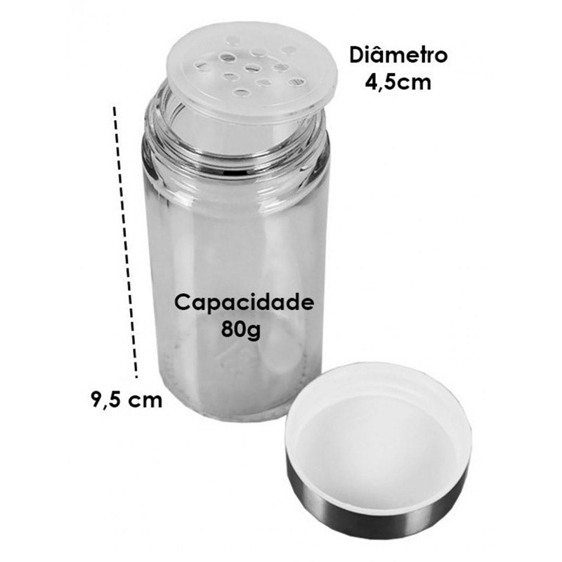 Porta Condimentos 16 Frascos Vidro Quadrado Giratório Aço Inox Linha Premium [Frete Grátis]