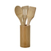Conjunto Natural Bambu 5 peças com 4 utensílios e Pote Hermético 1,15L
