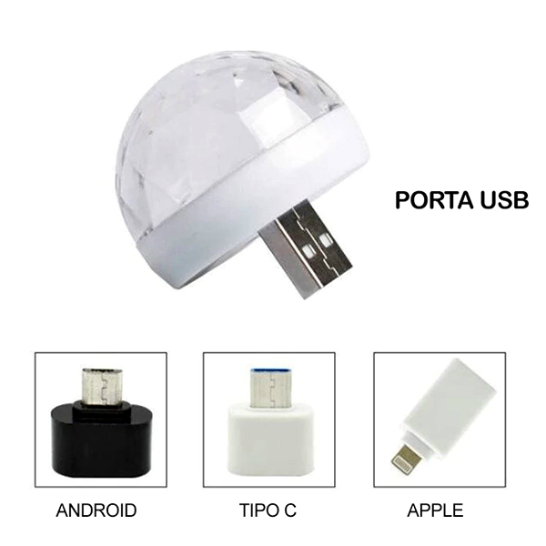 [2 Unidades] - Bola Maluca Mini Strobo USB para Celular Balada Decoração Carro