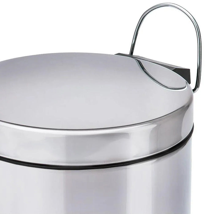 Kit Lixeira 5 litros e Escova Sanitária Aço Inox Premium [Fechamento SUAVE]